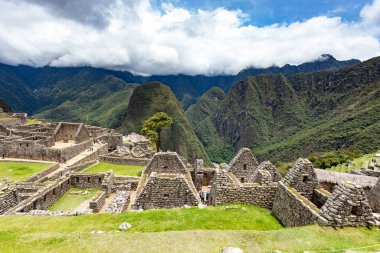 Antik Machu Picchu, Peru 'nun kalıntıları. Kapat..