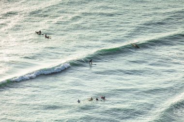 2019-12-07 Lima, Peru. Surfers ride the waves, the concept of relaxing in the city.