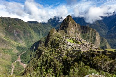 Unesco dünya mirası sitesinin güzel manzarası Machu Picchu
