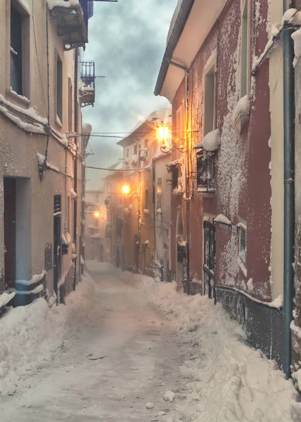 Old snowy jalan Stok Foto Bebas Royalti
