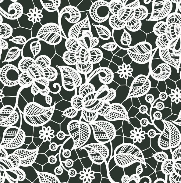 White Lace Vector Seamless Pattern. Floral Pattern. — Stock Vector