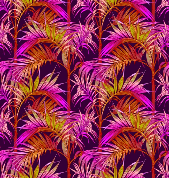 Patrón inconsútil de palma. Fondos de hojas tropicales . — Vector de stock