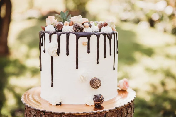 Bruiloft Elegante Witte Verjaardag Viering Dessert Crème Taart — Stockfoto