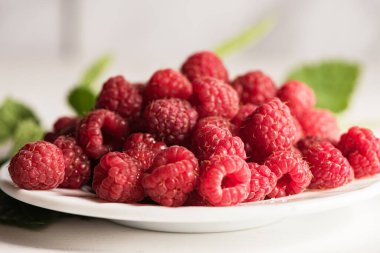 Taze organik yaz olgunlaşmış ahududu fileto çerçevesi