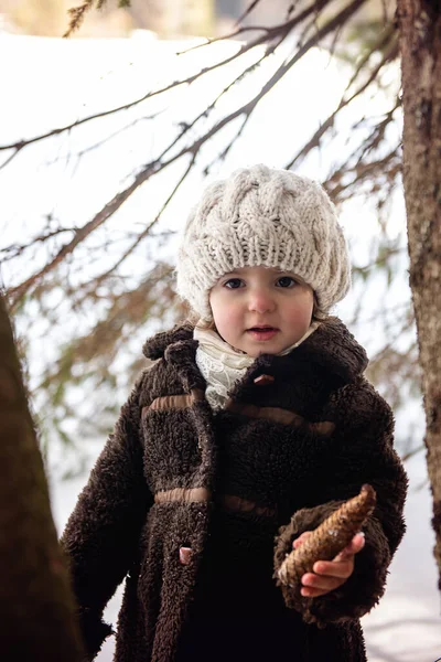 Sweet Toddler Girl Snow — Stock Photo, Image