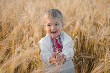 Genç çocuk buğday geleneksel Ukrayna Giyim Eşyası