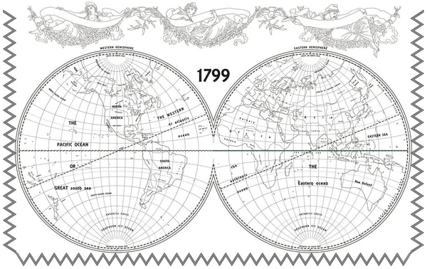 Vettore vecchio globo con ninfe — Vettoriale Stock