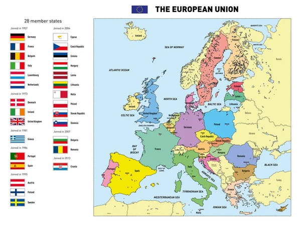 Mappa vettoriale dell'Unione europea — Vettoriale Stock