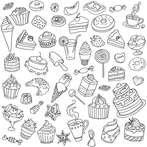 Vector set of different sweets — Stock Vector