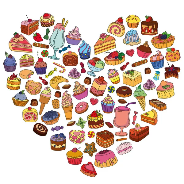 Векторный набор различных сладостей — стоковый вектор