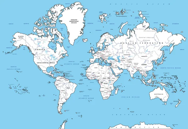 Mapa mundial político detalhado —  Vetores de Stock