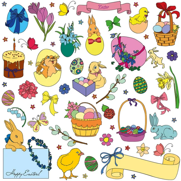 Vector set of Easter symbols — Stock Vector