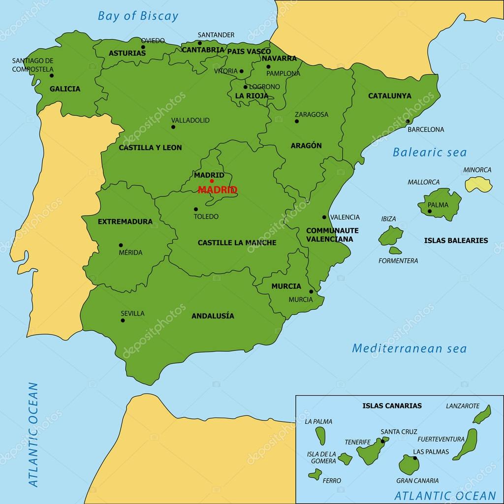 Espanha Mapa A Espanha Num Mapa Mapa Com A Espanha Europa Do Sul