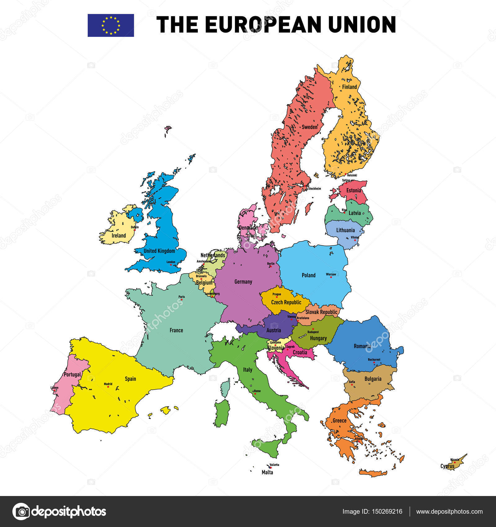 Vector kaart van de Europese Unie — Stockvector ... Vector kaart van de Europese Unie — Stockvector ...