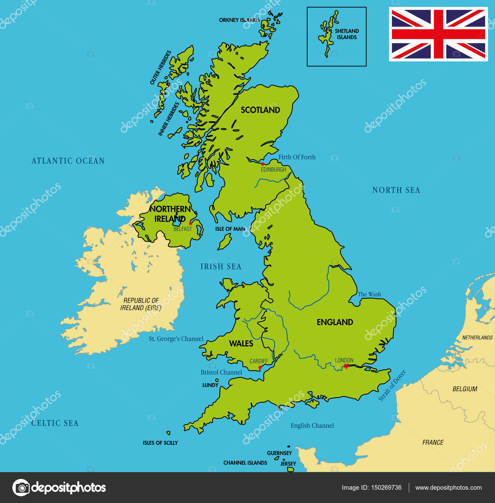 Mapa político da Inglaterra com regiões e suas capitais imagem vetorial