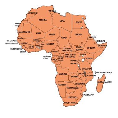 Bütün ülkeler ile Afrika Haritası