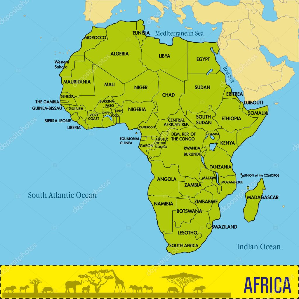 karta afrikas länder Mapa de áfrica con todos los países y sus