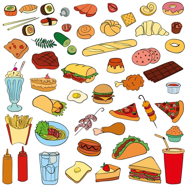 Set von Fast Food — Stockvektor