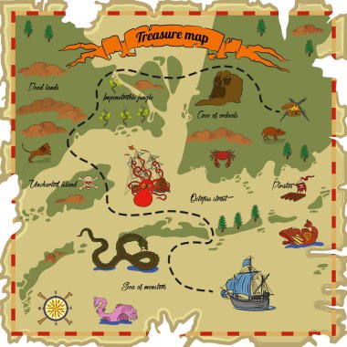 Treasure map in vector clipart