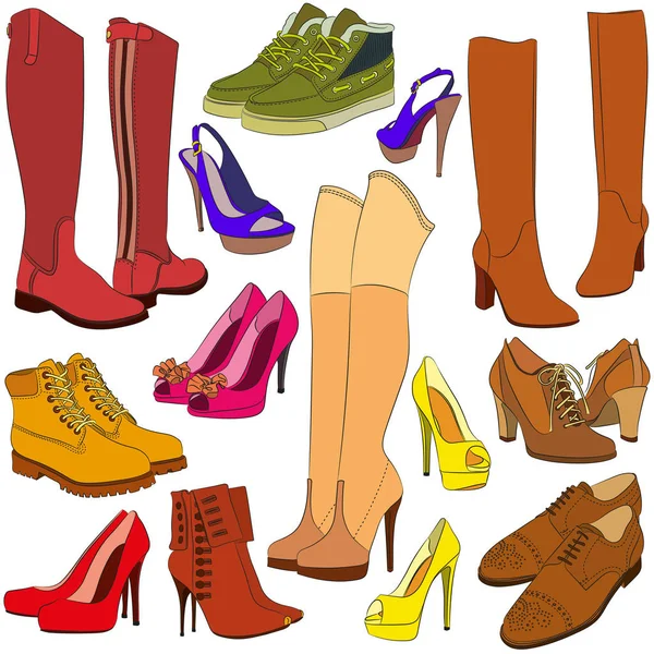 Collection de chaussures différentes — Image vectorielle