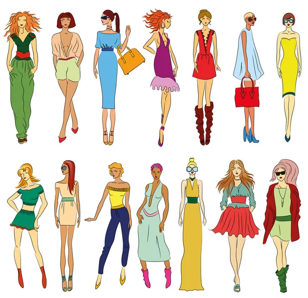 Ensemble vectoriel de modèles de mode — Image vectorielle