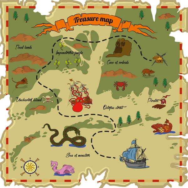 Treasure map in vector — Stock Vector