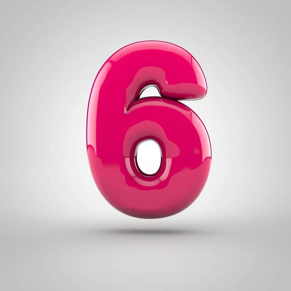 Glossy pink paint number 6 — Stock Photo, Image