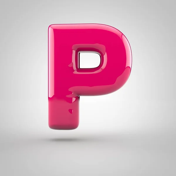 Glossy pink paint letter P — Stock Photo, Image