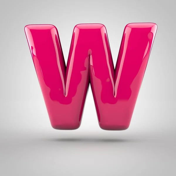 Glossy pink paint letter W — Stock Photo, Image