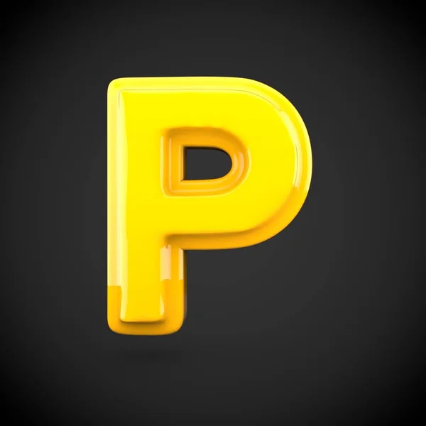 Gele kleur verf letter p — Stockfoto