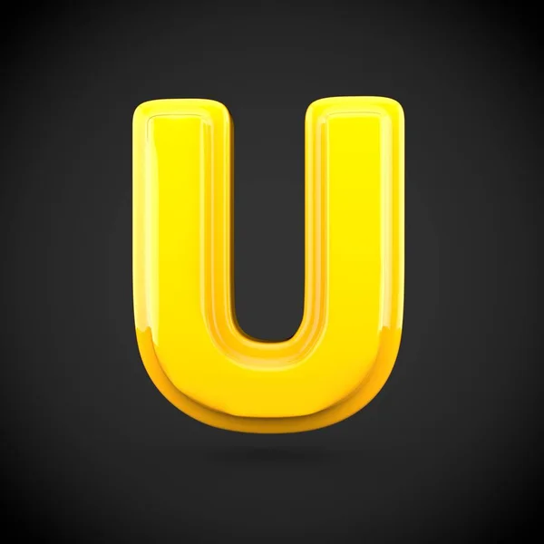 Yellow color paint letter U — Stock Photo, Image