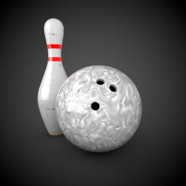 Beyaz bowling topu ve skittle