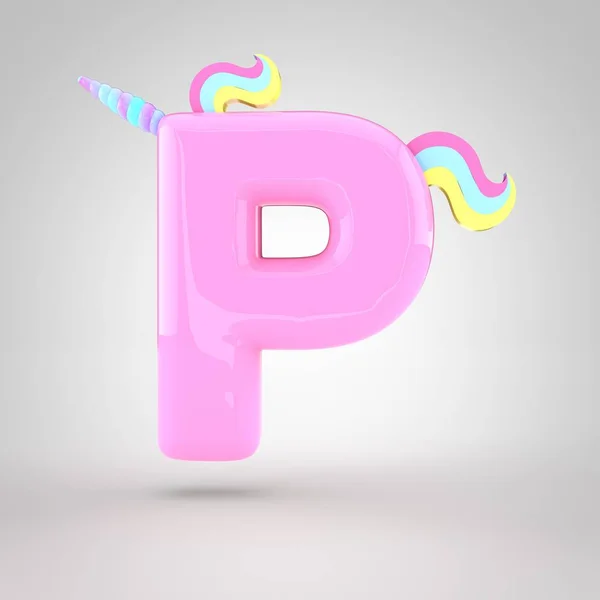 Pink unicorn symbol P — Stock Photo, Image