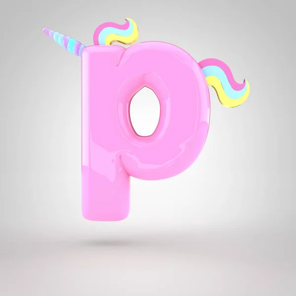 Pink unicorn symbol P — Stock Photo, Image