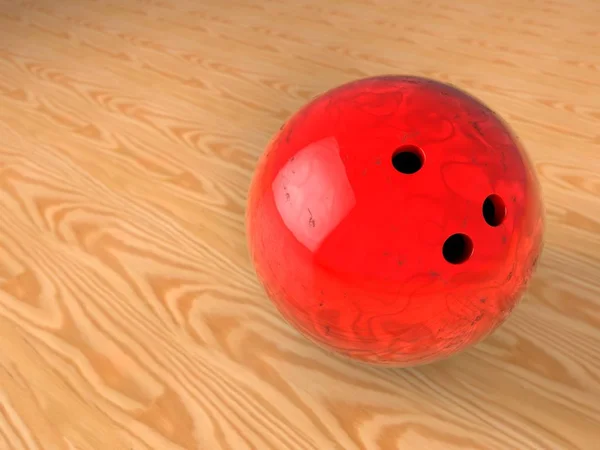 赤いボールをボウリング — ストック写真