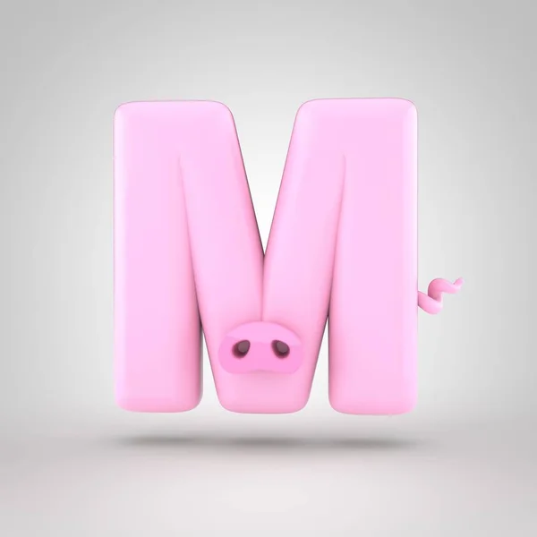 Pink piggy letter m — Stockfoto