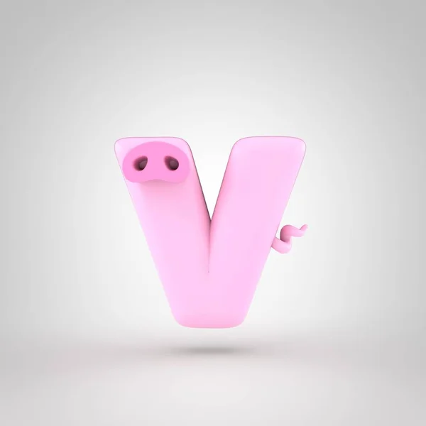 Pink piggy literę v — Zdjęcie stockowe