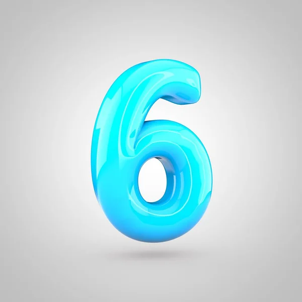 Glossy blue number 6 — Stock Photo, Image