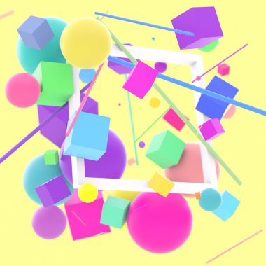 Kare kare olan soyut 3d resimler 