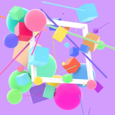 Kare kare olan soyut 3d resimler 