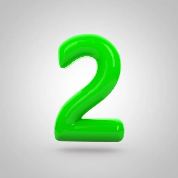 Glossy green  number 2 — Stock Photo, Image
