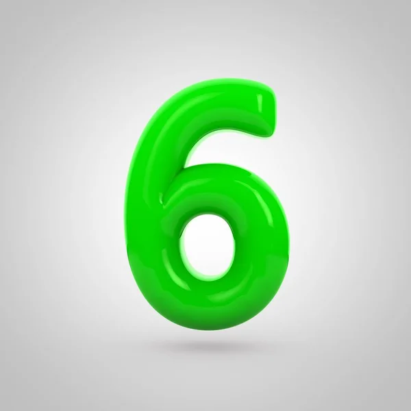 Glossy green  number 6 — Stock Photo, Image