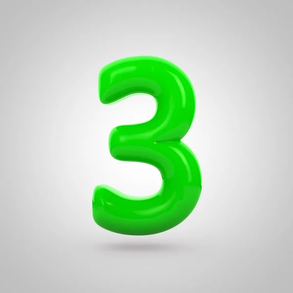 Glossy green  number 3 — Stock Photo, Image