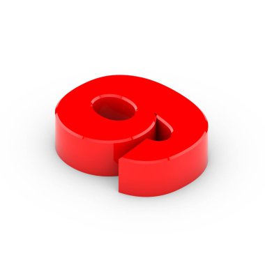 İzometrik kırmızı sayı 9