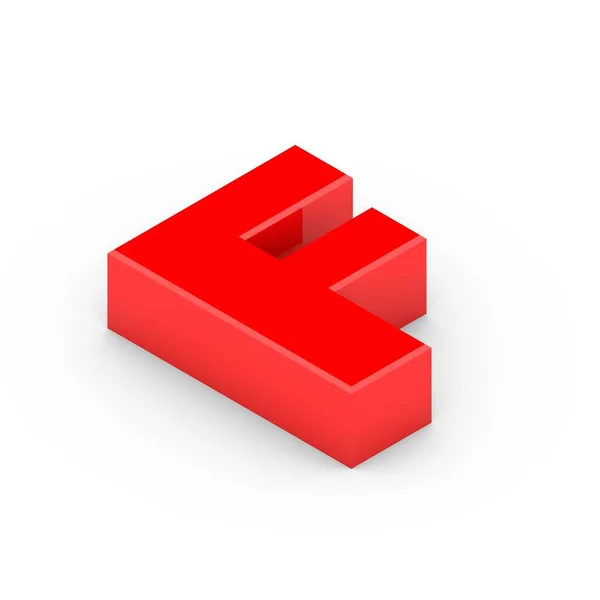 Isometrischer roter Buchstabe f — Stockfoto