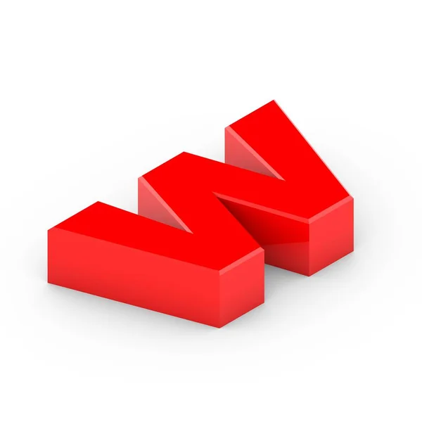 Isometrisk röd bokstav w — Stockfoto