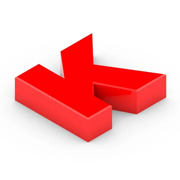 Isometrischer roter Buchstabe k — Stockfoto