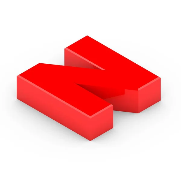 Isometric red letter n — Stock Photo, Image