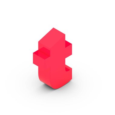 İzometrik pembe mektup t