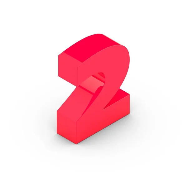 Isometric pink number 2 — Stock Photo, Image